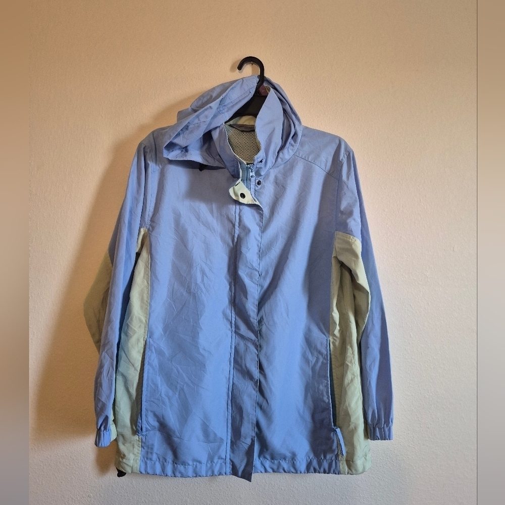 Eddie Bauer Blue and Cream Hooded Jacket